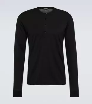 Футболка Henley с длинными рукавами Tom Ford, черный