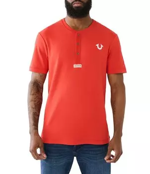 Футболка Henley с короткими рукавами True Religion Interlock, красный