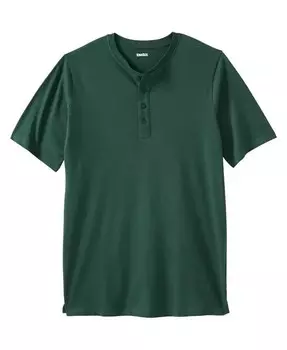 Футболка Henley удлиненная, легкая, без усадки, для мужчин, для больших и высоких KingSize, зеленый