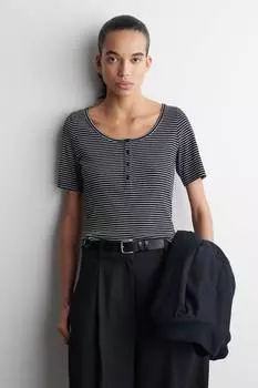 Футболка Henley в рубчик Cos, мультиколор