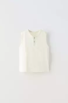 Футболка хенли без рукавов ZARA, белый