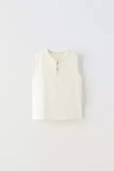 Футболка хенли без рукавов ZARA, белый