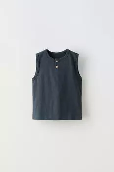 Футболка хенли без рукавов ZARA, черный