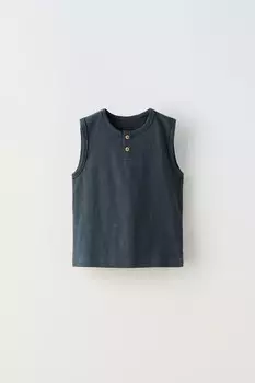 Футболка хенли без рукавов ZARA, черный