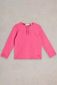 Футболка хенли из 100% хлопка White Stuff, розовый