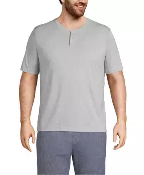 Футболка-хенли с коротким рукавом Big & Tall Super-T Lands' End, серый