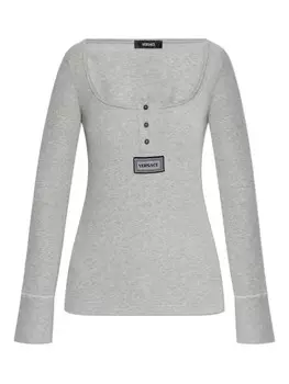 Футболка-хенли Versace из трикотажного полотна в рубчик, серый