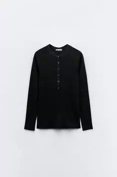Футболка хенли ZARA, черный