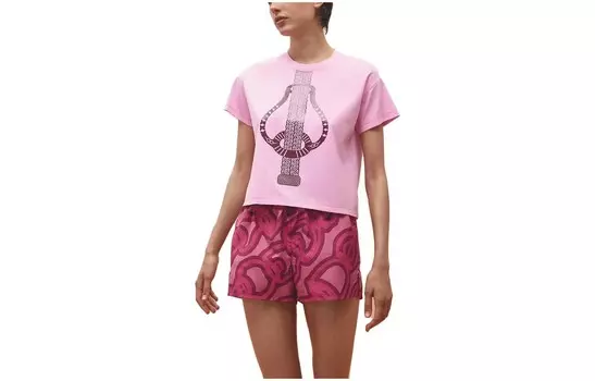 Футболка Hermes с рисунком, розовый