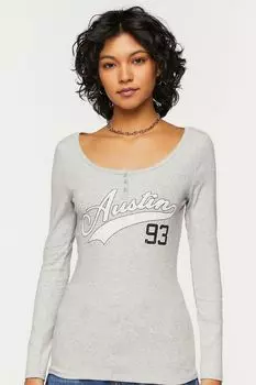 Футболка Hethered Austin с рисунком Henley Forever 21, серый