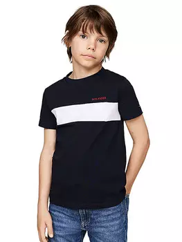 Футболка hilfiger t-shirt colorblock per ragazzi Tommy, синий