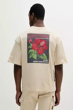 Футболка хлопковая Aloha Flower T BP Alpha Industries, бежевый