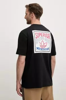 Футболка хлопковая Graphic Lo Ss T Adidas Originals, черный