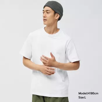 Футболка хлопковая GU с круглым вырезом, бежевый