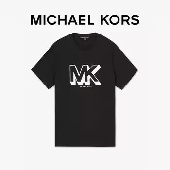 Футболка хлопковая мужская Michael Kors с принтом букв и короткими рукавами, белый