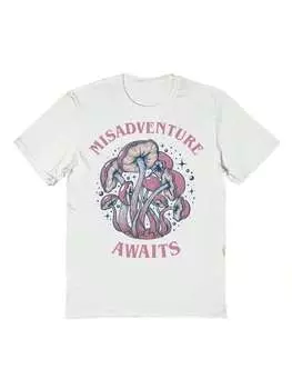 Футболка хлопковая Pop Creature Misadventure с короткими рукавами и рисунком, белый