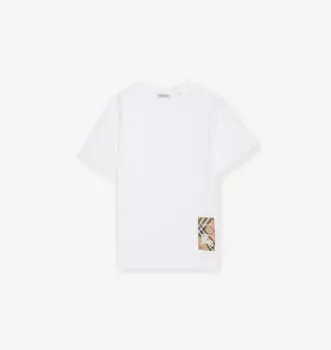 Футболка хлопковая с логотипом Cedar ekd для детей от 3 до 14 лет Burberry, белый