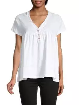 Футболка Хлопковая с Низом Baea с баской, белый