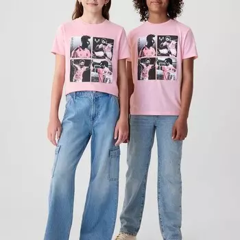 Футболка хлопковая с принтом месси унисекс Gap, розовый