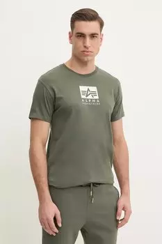 Футболка хлопковая Satin Logo T Alpha Industries, зеленый
