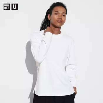 Футболка хлопковая Uniqlo AIRism с длинным рукавом, белый