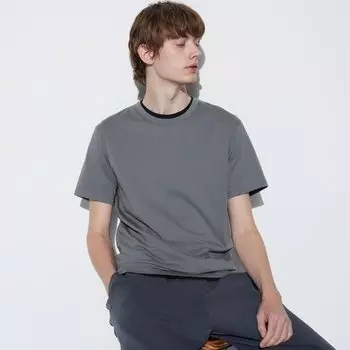 Футболка хлопковая Uniqlo Airism с коротким рукавом, серый