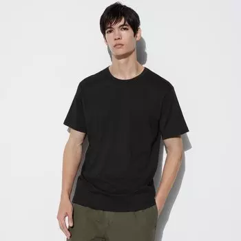 Футболка хлопковая Uniqlo Airism с коротким рукавом, черный