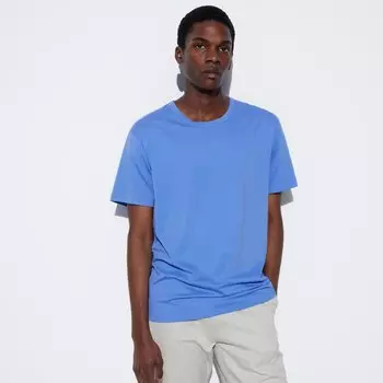 Футболка хлопковая Uniqlo Airism с коротким рукавом, синий