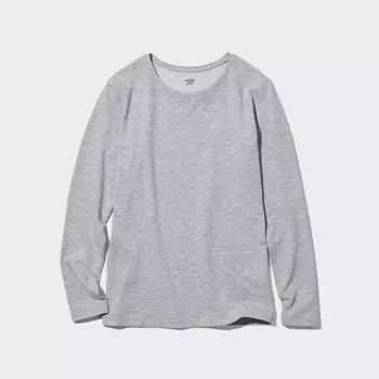 Футболка хлопковая Uniqlo Heattech с длинными рукавами, оранжевый