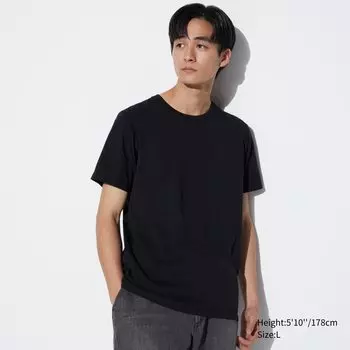 Футболка хлопковая Uniqlo Supima с короткими рукавами, черный