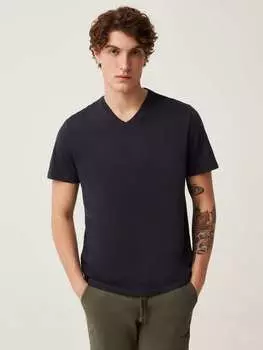 Футболка хлопкового цвета bio con scollo av Ovs, цвет dark blue