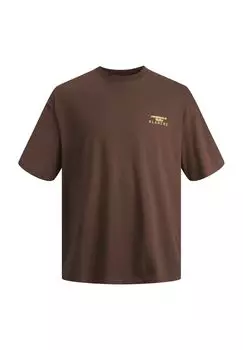 Футболка, хлопок, круглый вырез, мужская Jack & Jones, цвет Chocolate