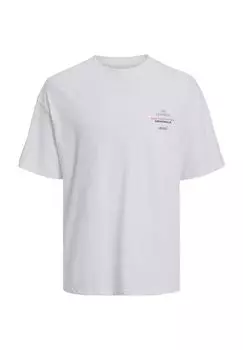 Футболка, хлопок, круглый вырез, мужская Jack & Jones, цвет Bright Whi