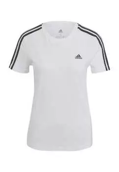 Футболка, хлопок, круглый вырез, женская adidas, цвет White Black