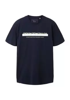 Футболка, хлопок, логотип, мужская DENIM TOM TAILOR, цвет 10668 Sky Captain