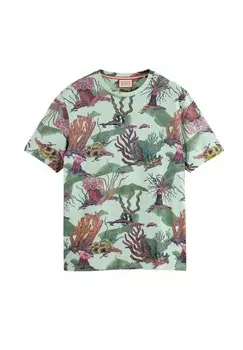 Футболка, хлопок, мужская SCOTCH & SODA, цвет 7206 Coral Reef A