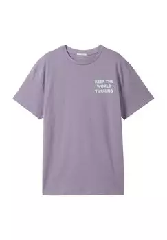 Футболка, хлопок, надпись, детская TOM TAILOR, цвет Dusty Purple