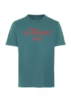 Футболка, хлопок, принт этикетки, мужская s.Oliver, цвет Blue Green