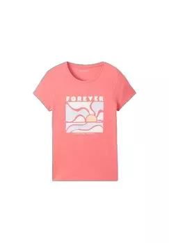 Футболка, хлопок, принт, детская TOM TAILOR, цвет Dull Pink