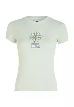 Футболка, хлопок, женская TOMMY Jeans, цвет Lxy Opal Green