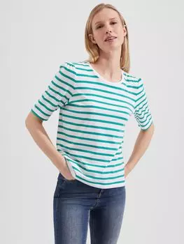 Футболка Hobbs Eva Stripe, белая/зеленая