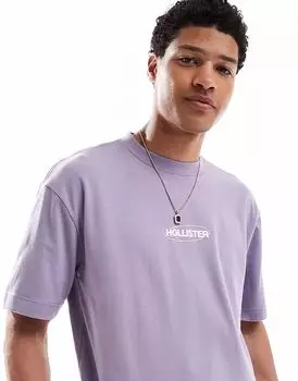 Футболка Hollister с маленьким объемным логотипом и пузырьками, охлаждающая, фиолетового цвета