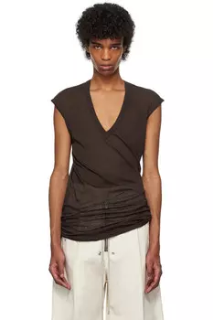 Футболка Hollywood с глубоким V-вырезом Rick Owens, цвет mahogany