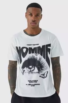 Футболка homme eye с пиксилированной графикой Boohoo, белый