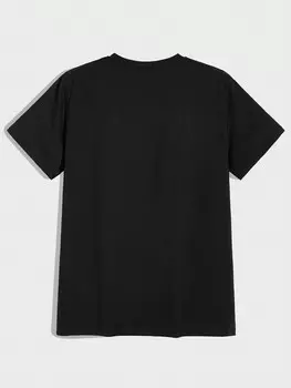 Футболка Homme с короткими рукавами, круглым вырезом, рисунком кота, мужская летняя, расслабляющая одежда Manfinity, черный