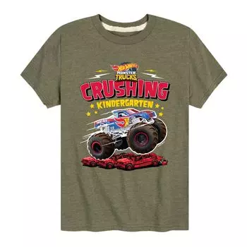 Футболка Hot Wheels Crush для детского сада с рисунком для мальчиков 8–20 лет Licensed Character, зеленый