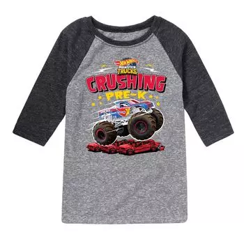 Футболка Hot Wheels Crushing PreK с рисунком реглан для мальчиков 8–20 лет Licensed Character, серый