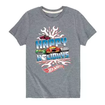 Футболка Hot Wheels Happy Holidays для мальчиков 8–20 лет с рисунком Licensed Character, серый