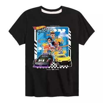 Футболка Hot Wheels Lets Race с изображением персонажей для мальчиков 8–20 лет, черный