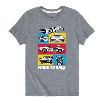 Футболка Hot Wheels Made To Race для мальчиков 8–20 лет с графическим рисунком Licensed Character, серый